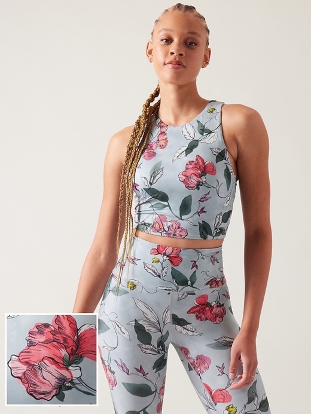 NWT Athleta Conscious Crop Printed A-C Sports Bra Sage Floral Powervita Sz Small